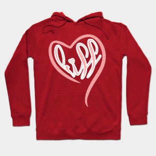 Kiss inside a red heart a reference to Valentine's Day engraving Hoodie